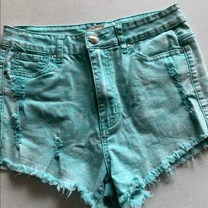 Denim Blvd Mint Green cutoff Jean shorts size L